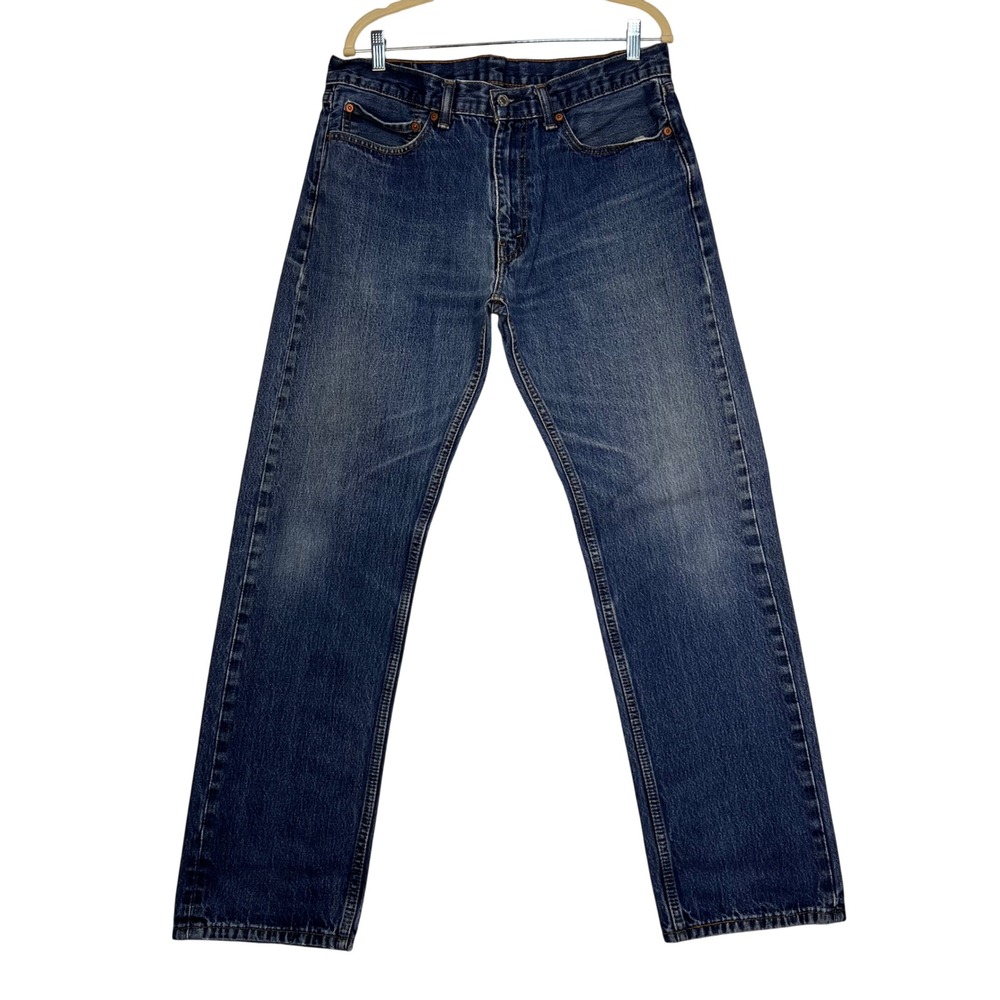 Levi's Blue 505 Regular Fit Jeans Mens 36x34 (35/31) Straight Leg Med Wash